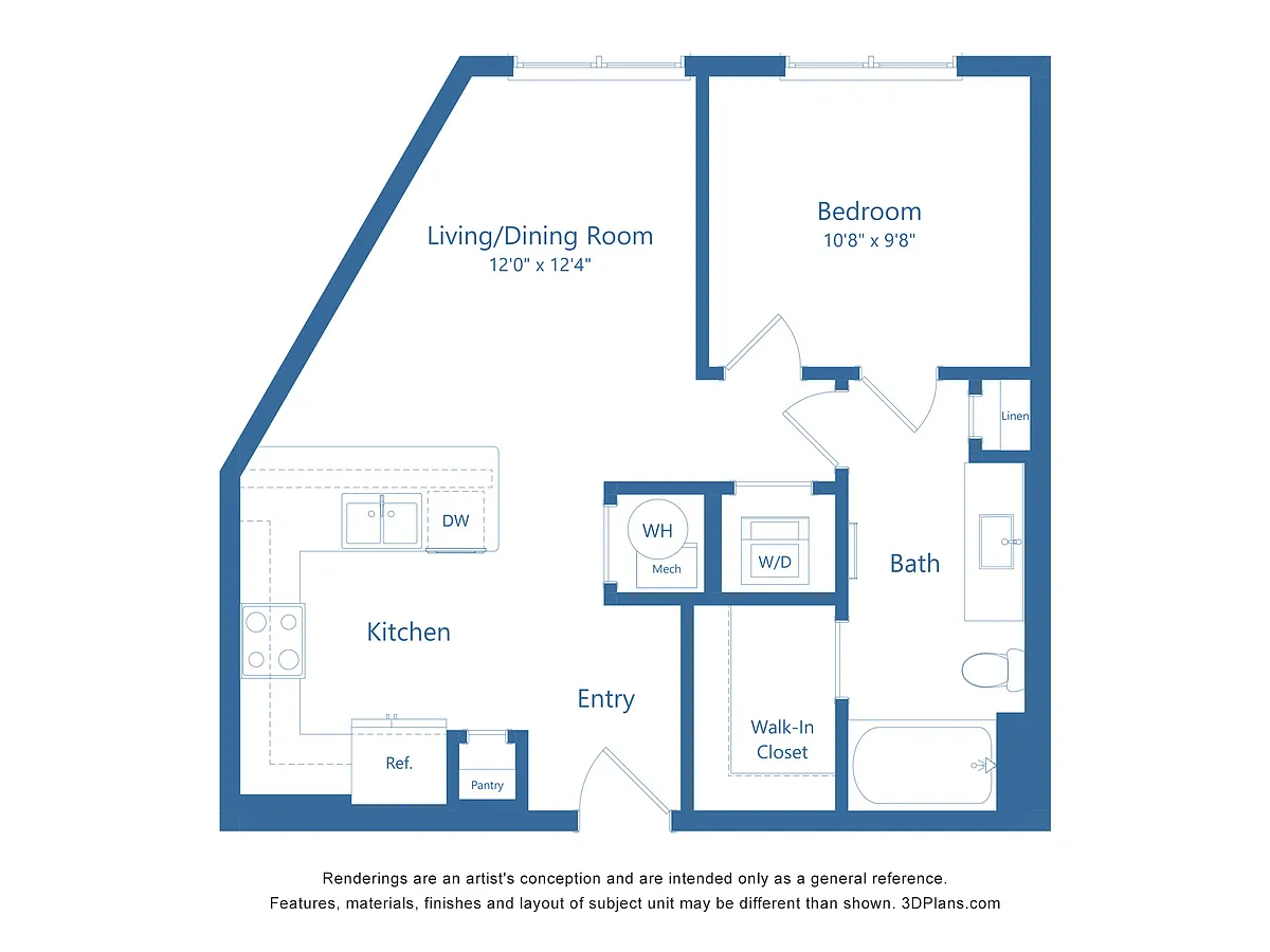 Floor plan A2 | 1 Bed | 1 Bath