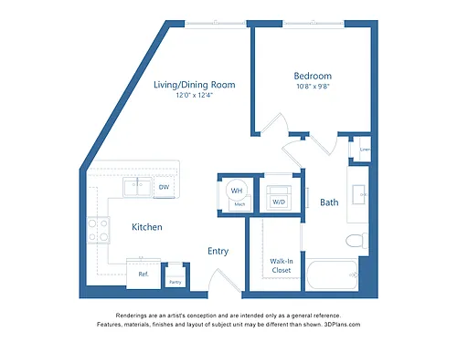 Floor plan A2 | 1 Bed | 1 Bath