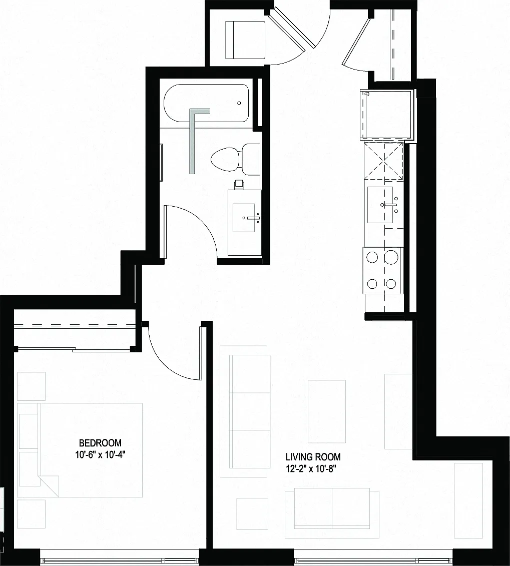 Floor plan One Bedroom/One Bathroom (A06)