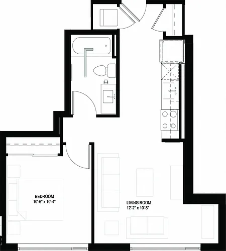 Floor plan One Bedroom/One Bathroom (A06)