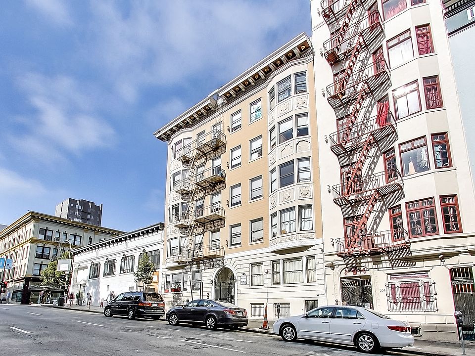 Side exterior view of the apartment building at 346 Leavenworth St, San Francisco, CA 94102, USA