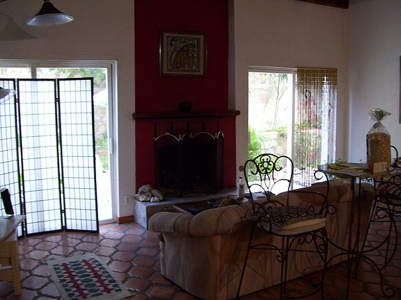 Den with fireplace