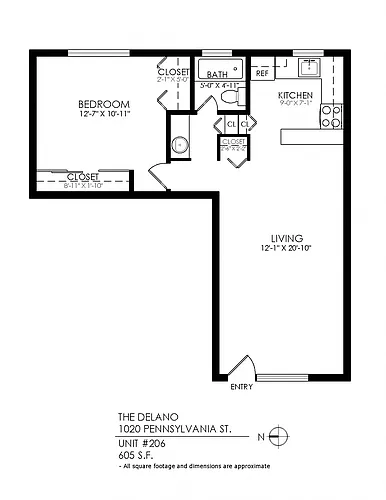 Floor plan One Bedroom, One Bath