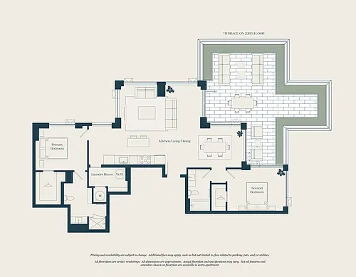 Floor plan 2 Bed - 2 Bath | B14