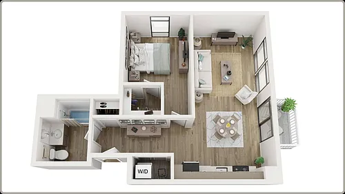 Floor plan 1 Bedroom East Mt. Views Corner Unit MQ6