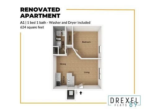 Floor plan A1 Renovated (Washer and Dryer Included)