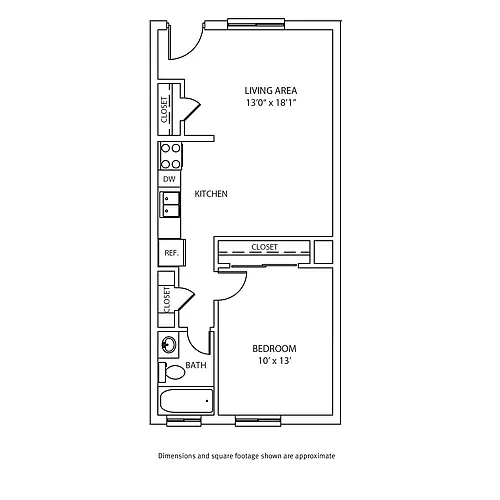 Floor plan 1 Bedroom / 1 Bath