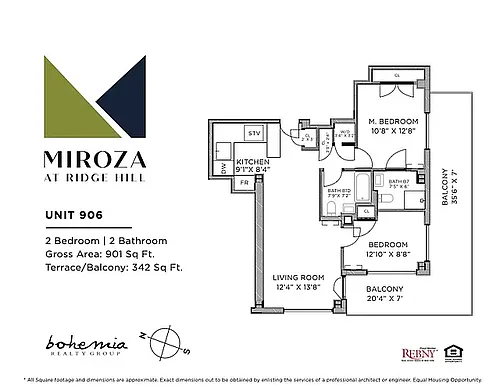 Floor plan T2-Corner - 2 Bed