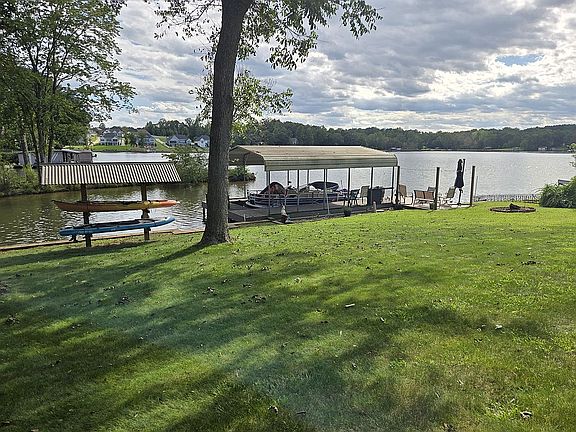 View of dock and lake