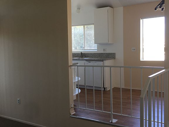 Up steps to kitchen area