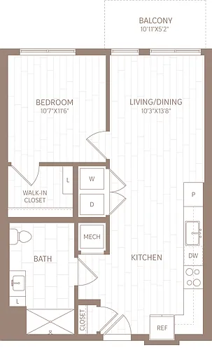 Floor plan 1 Bed/1 Bath-A11