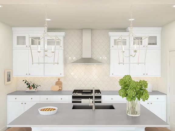 Kitchen with pendant lighting