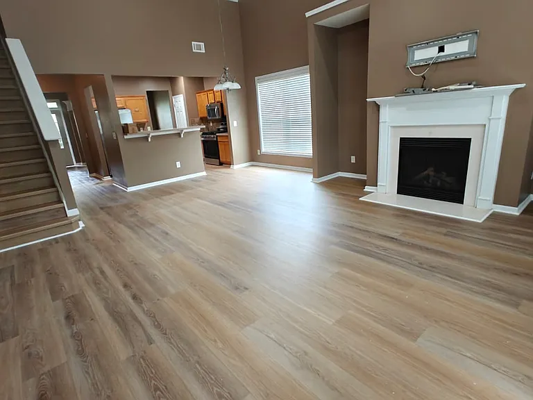 Living Room with Kitchen view