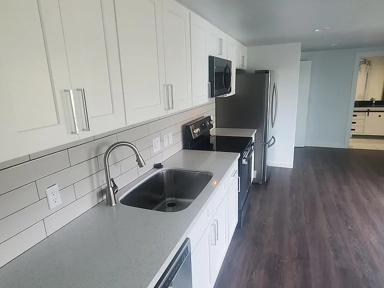 Closeup of the counters and sink