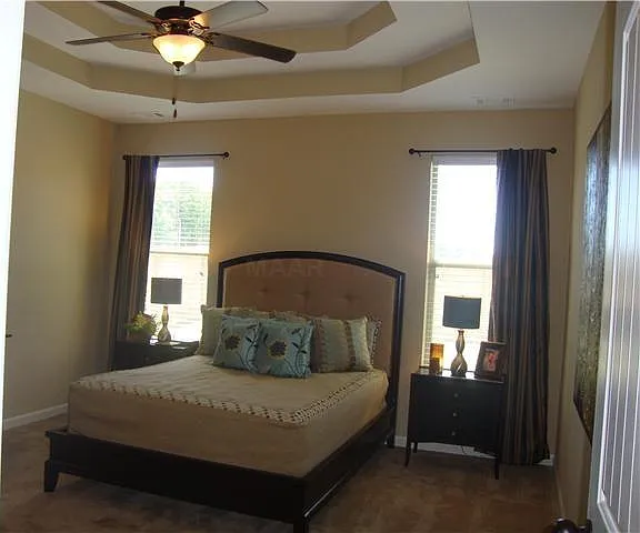 Master bedroom with trey ceiling