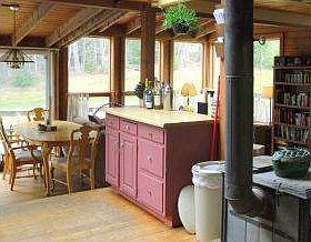 Cozy woodstove warms kitchen