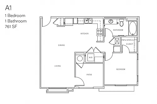 Floor plan A1 1 Bedroom Renovated