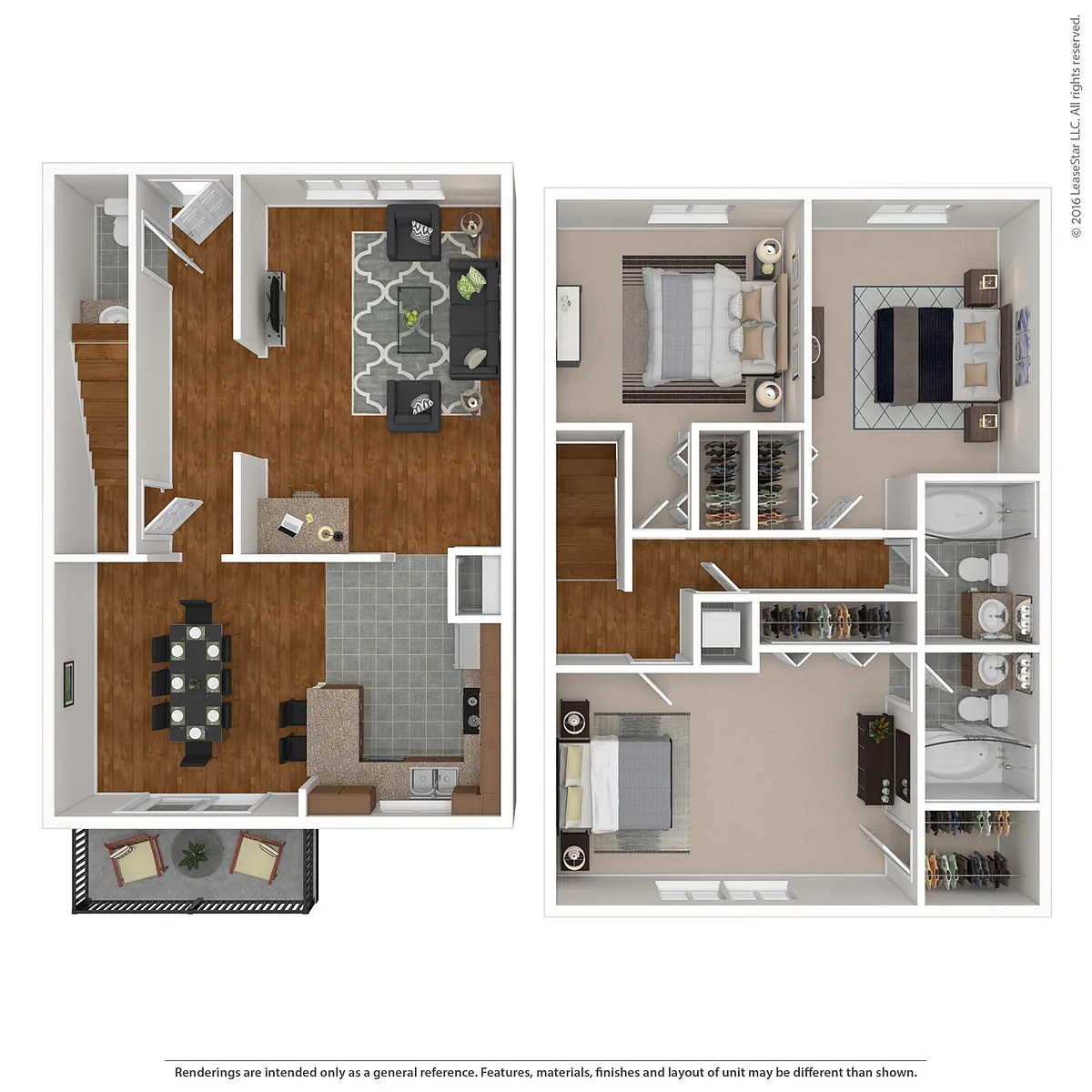 Floor plan 3 Bedroom Townhome - Large