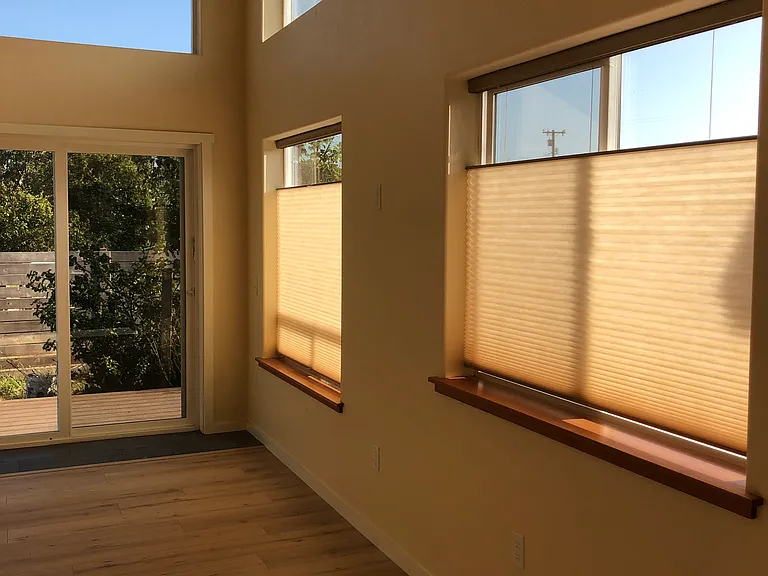 The top-down, bottom-up blinds in living room.