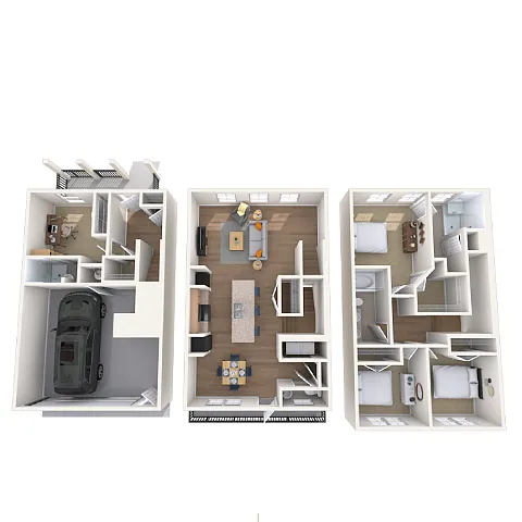 Floor plan Townhome 3x3.5 2066-2107 SF