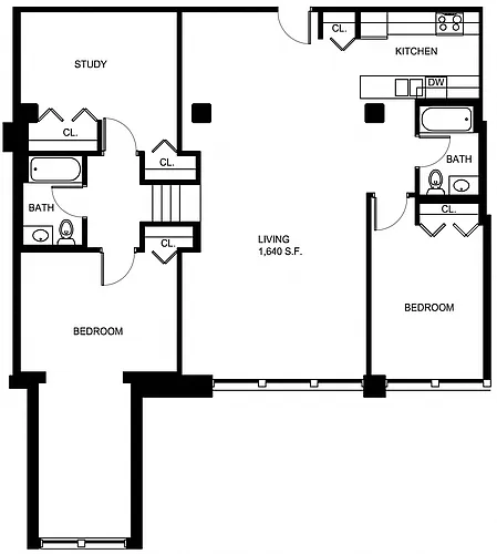Floor plan 2 Bed/2 Bath Den-P BD4