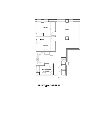 Floor plan 2 Bedroom 1 Bathroom