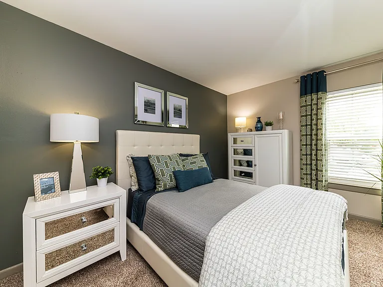 Cozy bedroom with carpet