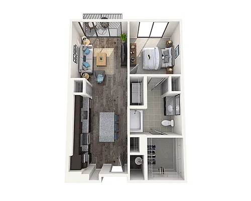 Floor plan One Bedroom A1D