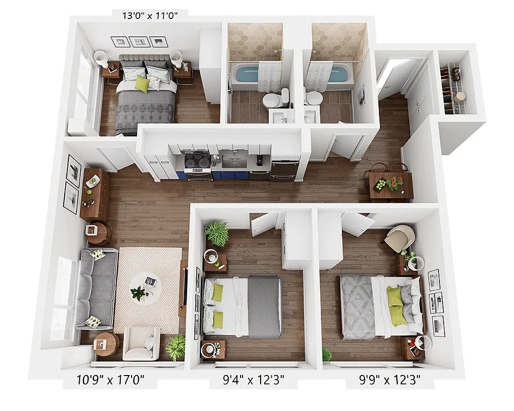 Floor plan Three Bedroom C2G