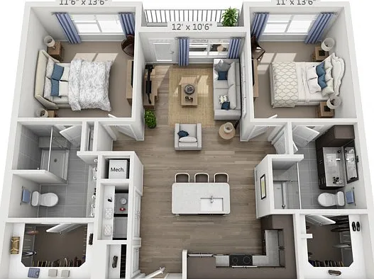 Floor plans are artist's rendering. All dimensions are approximate. Actual product and specifications may vary in dimension or detail. Not all features are available in every apartment. Prices and availability are subject to change. Floor plans are artist