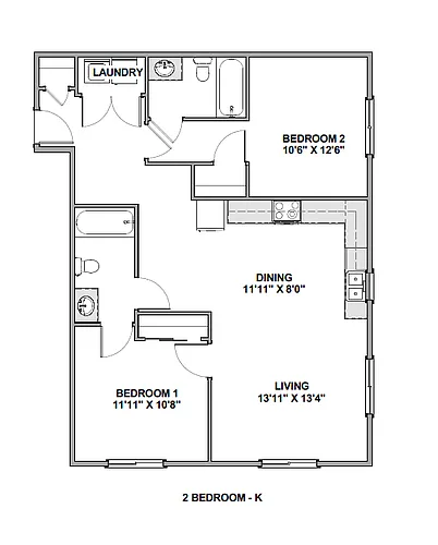 Floor plan 2 Bedroom K