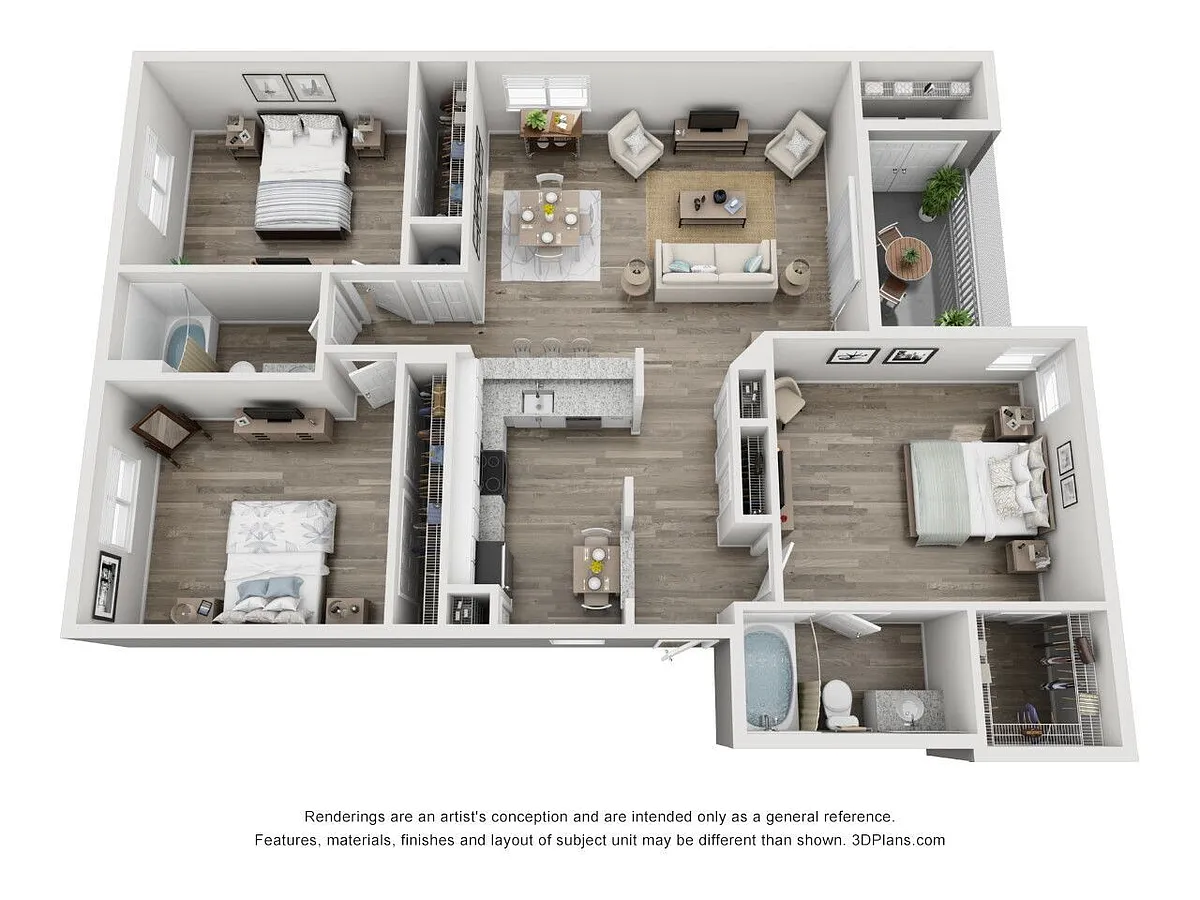 Floor plan Three Bedroom - Two Bathroom