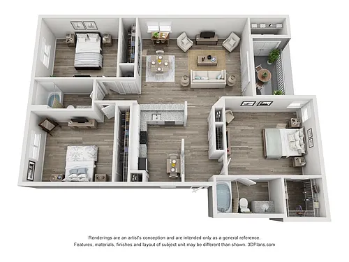 Floor plan Three Bedroom - Two Bathroom