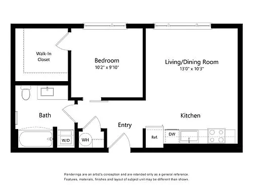 Floor plan Revel by Alta 1B-F