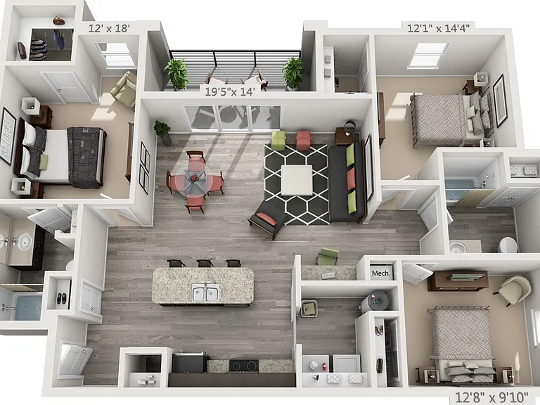 The Cooper 202 - 3x2 - 2 Beds - 2 Baths - 1245 Sq. ft.
