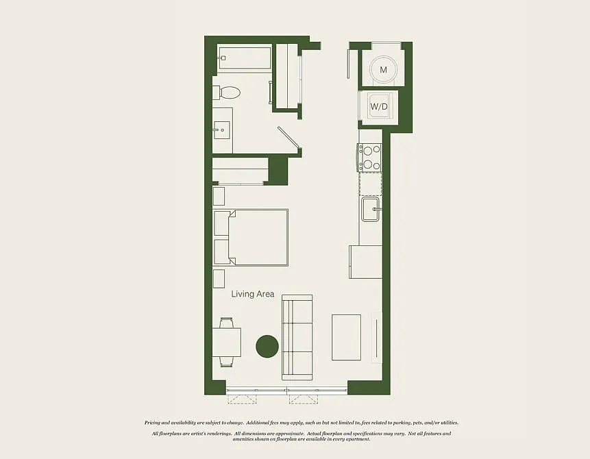 Floor plan Studio- 1 Bath | S08 - Reva