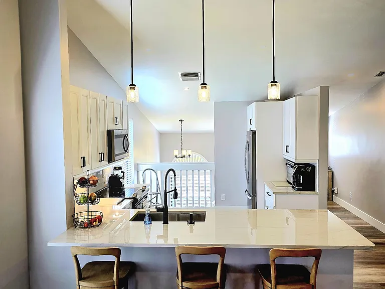 View from dining area into the kitchen
