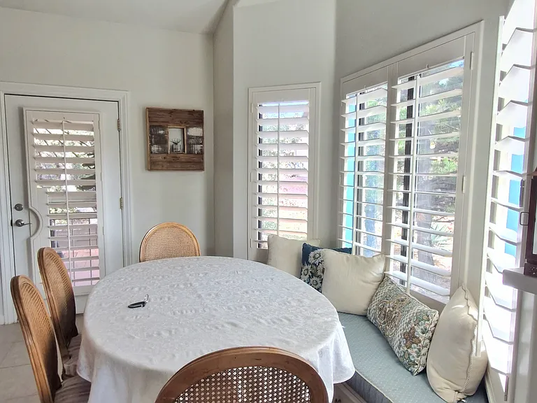 Custom window seat dining area