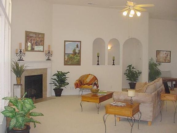 Spacious living room with high ceiling