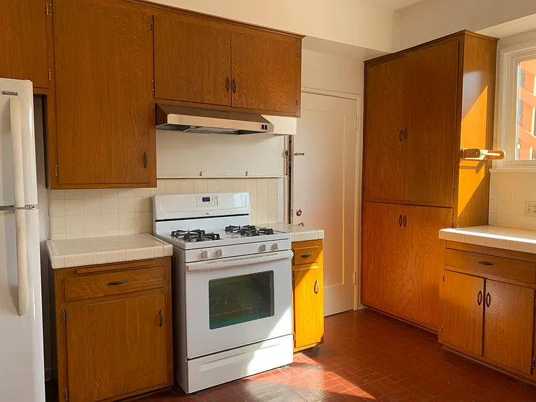 large kitchen with lots of light