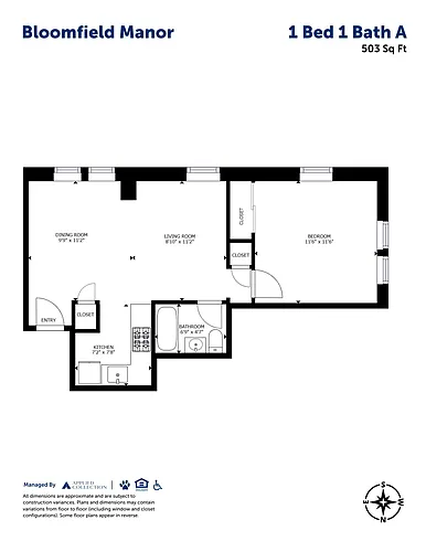 Floor plan 1 Bed 1 Bath A