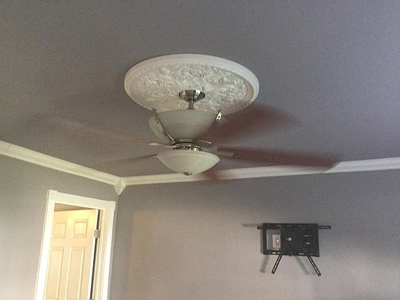 Ceiling fans in living room and bedroom