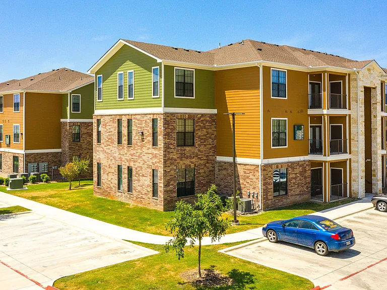 Scenic aerial view of Walnut Grove, a modern apartment community in Seguin, Texas