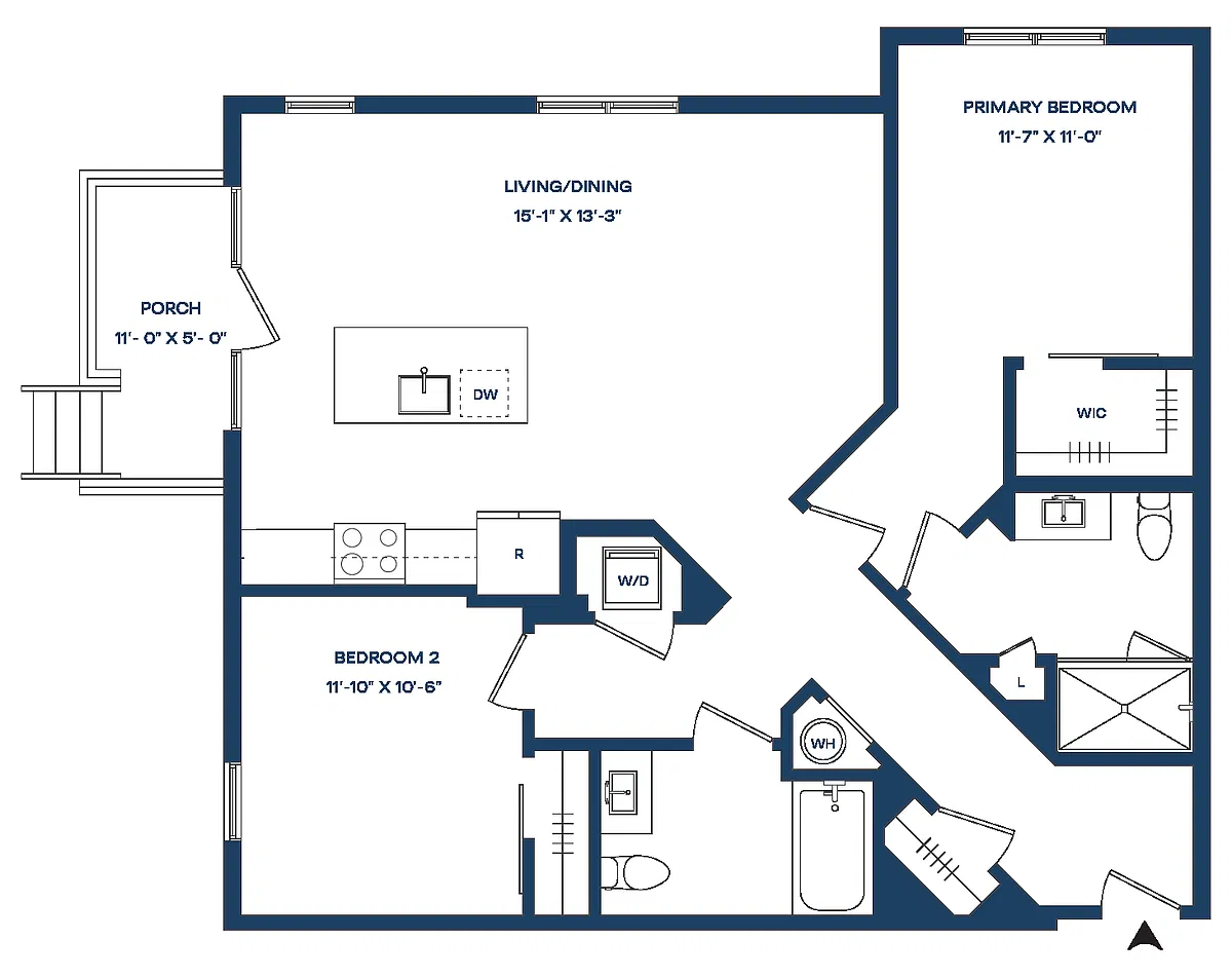 Floor plan 2 Bed/2 Bath-B3-P Smyth