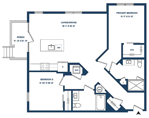 Floor plan 2 Bed/2 Bath-B3-P Smyth