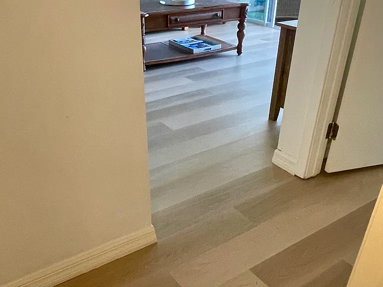 Hall leading to guest bedroom and guest bath (new flooring)