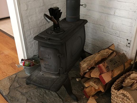 wood stove keeps things warm or use electric heaters