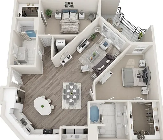 The Republic, Two Bedrooms, Two Bathrooms, 1266 sqft, Full-Size Washer/Dryer, Patio/Balcony, Two Walk-in Closets The Republic, Two Bedrooms, Two Bathrooms, 1266 sqft, Full-Size Washer/Dryer, Patio/Balcony, Two Walk-in Closets