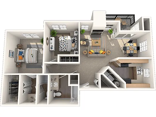 Floor plan Two Bedroom Two Bath (Plan B)