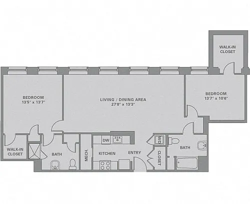 Floor plan 2 Bed/2 Bath-B17